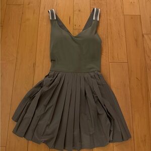 New——aerie offline Green Pleated V-Neck Tennis Mini Dress with Striped Straps